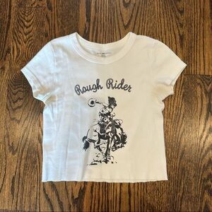 Brandy Melville white printed baby tee
